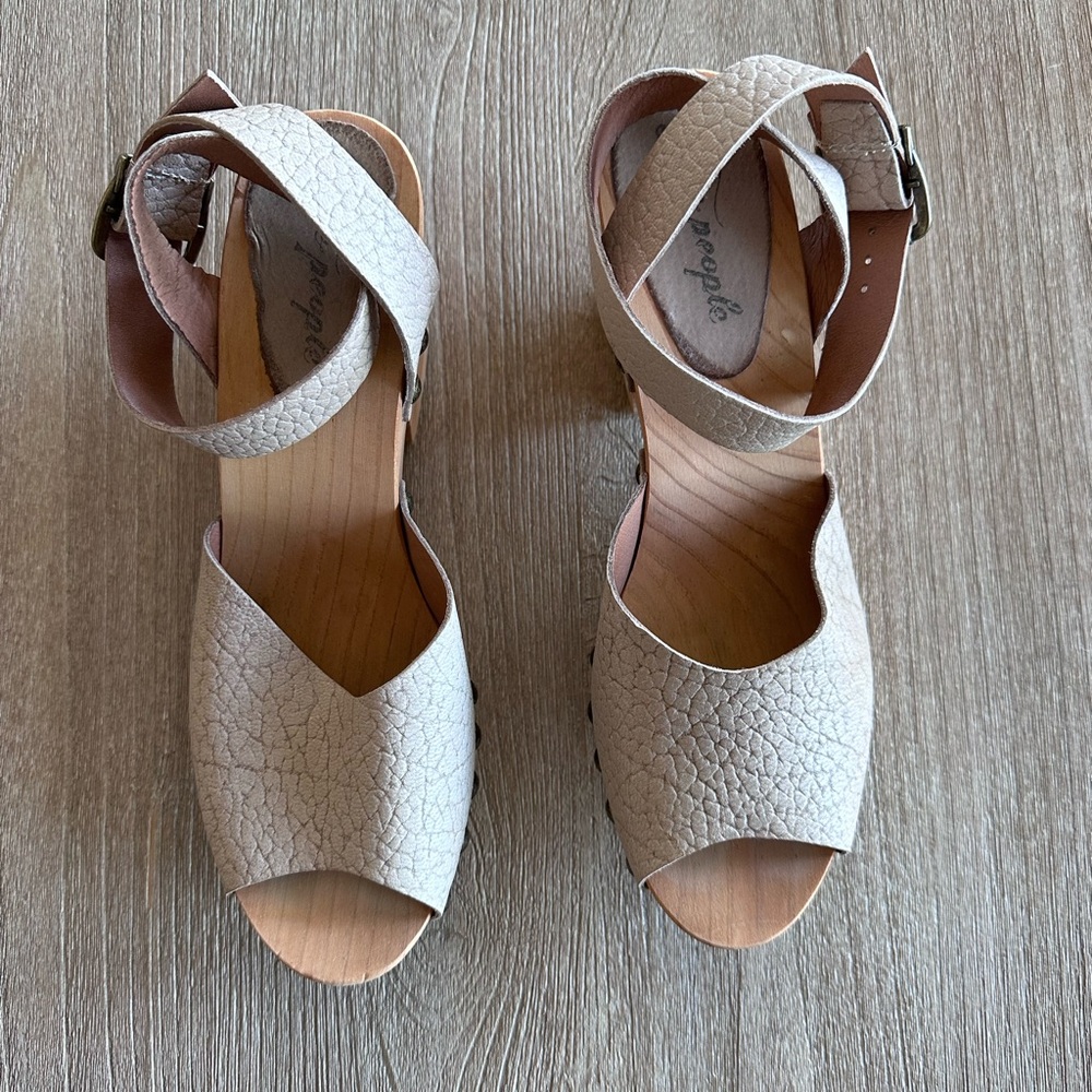 Free People Pasadena Wooden Platform Clog Sandals Womens 10 / EU 41 EUC - Picture 4 of 12